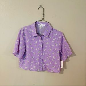 NWT Purple Floral Button Front Top